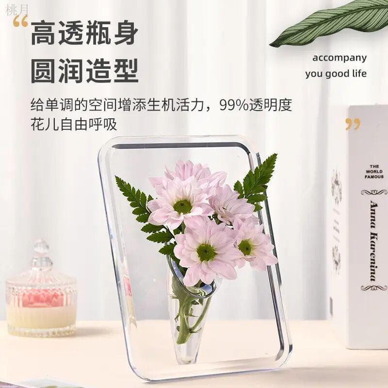 Acrylic Photo Frame Vase Creative Floral Arrangement Decor, Art Decoration Container for Fresh and Dried Flowers, Ready Stock