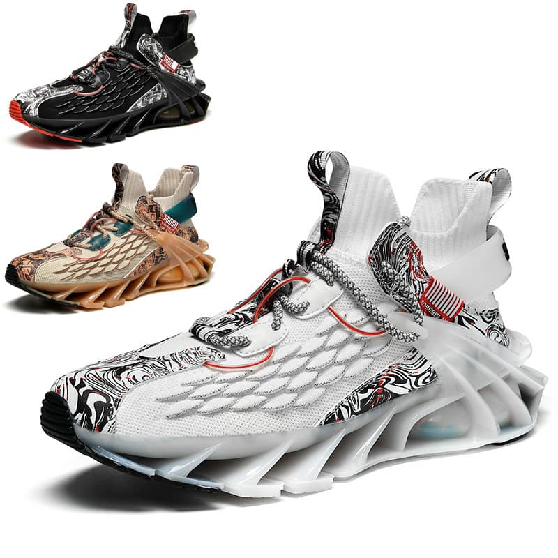 Men's Sports Shoes, Blade Shoes, High-Top Shoes, White 2023 Casual Round Toe Lace-Up Men's Shoes
