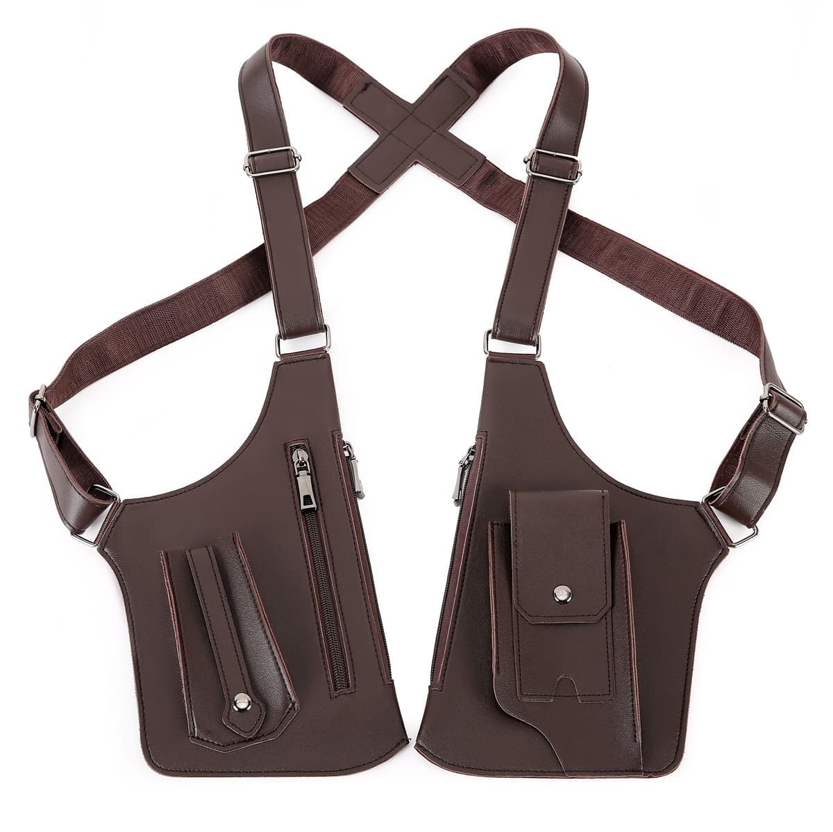 Men's Leather Crossbody Sling Bag Fashion Chest Bag Outdoor Shoulder Bag Sports Casual Messenger Bag