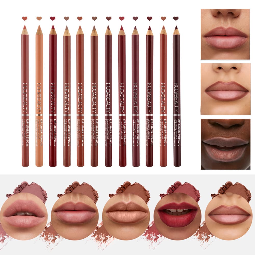 Huda Beauty Lip-Cheek Pencil Lipstick and Lip Liner That Won't Smudge, Natural Makeup