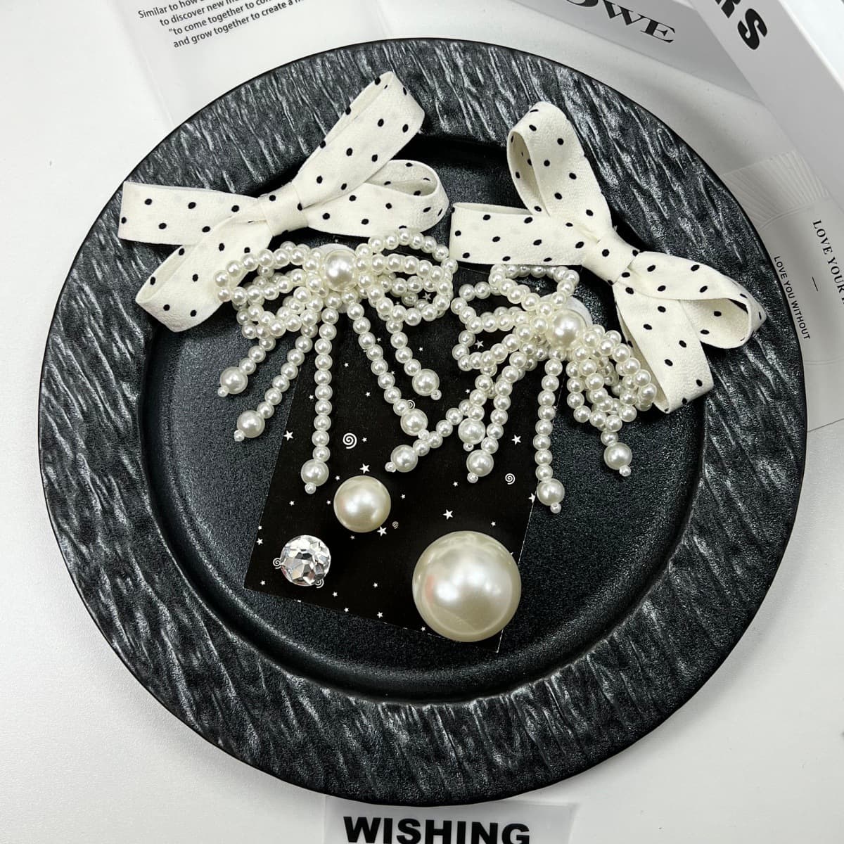 DIY Shoe Accessories Wholesale: Sweet Polka Dot Bowknots, Detachable Pearl Shoe Decorations