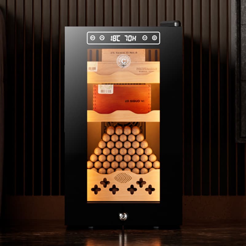 Qielong 23C Cigarette Cabinet, Home Use, Intelligent, Constant Temperature and Humidity, Rich Aroma, Cedar Wood Shelves, Energy-Saving and Quiet.