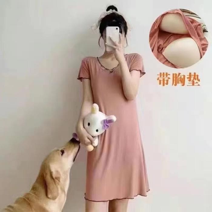 Short Sleeve Sleep Dress for Women, Loose Fit Korean Style Ins Fashion Plus Size, Live Streaming Homewear, Cross-border Southeast Asia