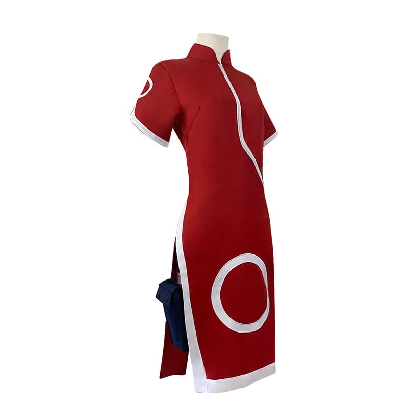 Huoying Ninja Sakura Cosplay Costume Haruno Sakura Cheongsam Outfit Leg Wraps Kunai Bag Cosplay Anime Costume