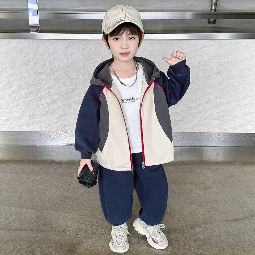 Boys' Autumn Sportswear Set 2026 New Style, Middle and Big Kids Spring and Fall Hoodie Two-Piece Set Fashionable
