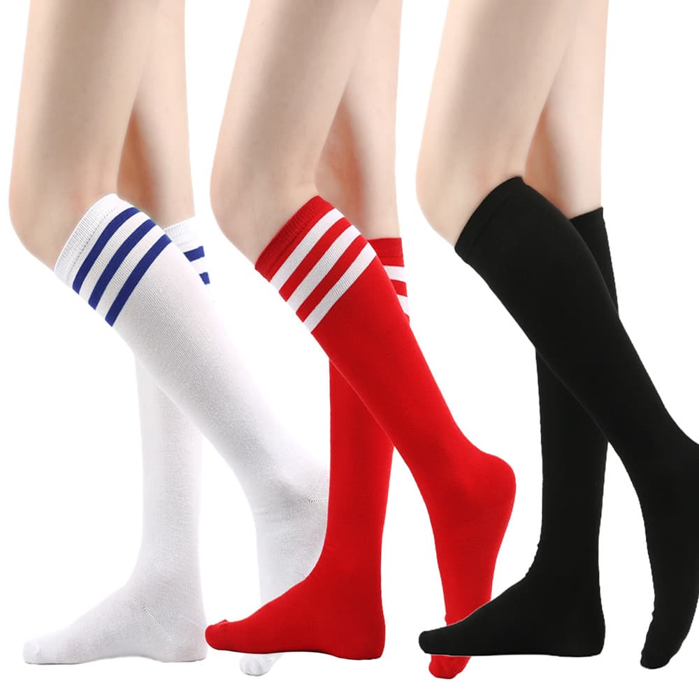 Cross-Border Three-Stripe Knee-High Socks, Women's Mid-Calf Socks, Japanese Style Leg-Shaping Socks, Striped Socks, Over-the-Knee Socks, School Style JK Socks