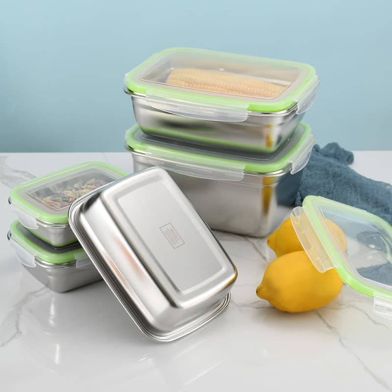 304 stainless steel fresh-keeping box sealed fresh-keeping lunch box fruit lunch box student dumpling box storage box with lid