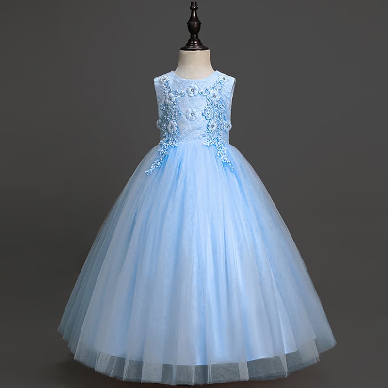 Children's Formal Dress Long Princess Gown Flower Girl Piano Performance Dress Girls' Dresses Runway European American Style