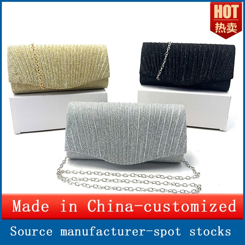 Foreign Trade Cross-Border Amazon Dropshipping Clutch Bag Banquet New Dinner Bag Pleated Design Cheongsam Dress Evening Bag