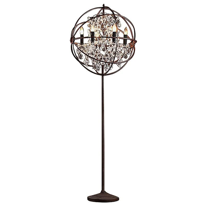 New American style loft retro industrial style iron crystal globe floor lamp living room bedroom bar simple cross-border