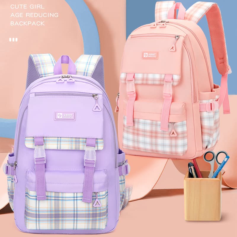 New Backpack for Girls, Primary School Student Backpack, Double-Shoulder Bag, Large Capacity Waterproof Backpack for Grades 3-6
