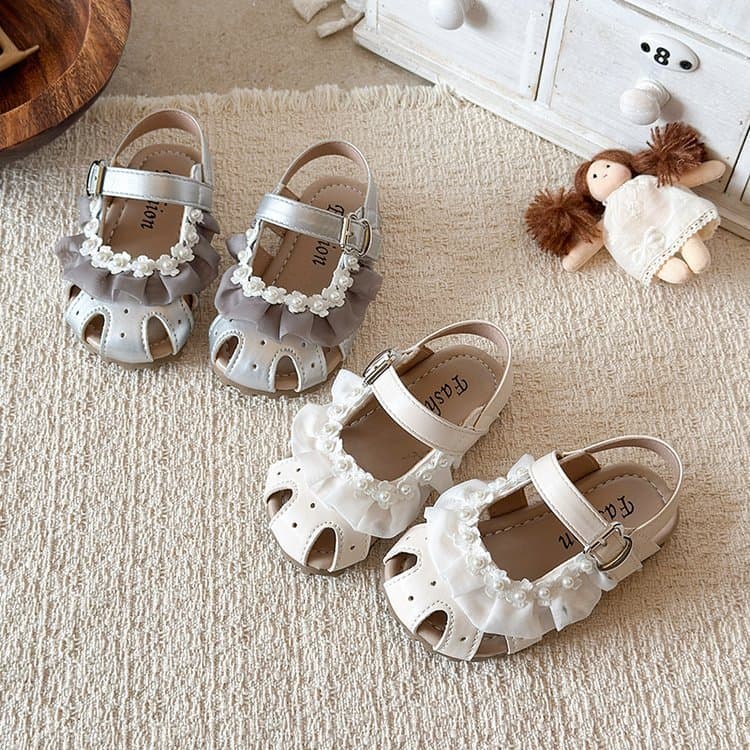Children's Summer Beaded Sandals 2026 New Summer Princess Style Versatile Baby Girl Outdoor Soft Sole Kids Sandals