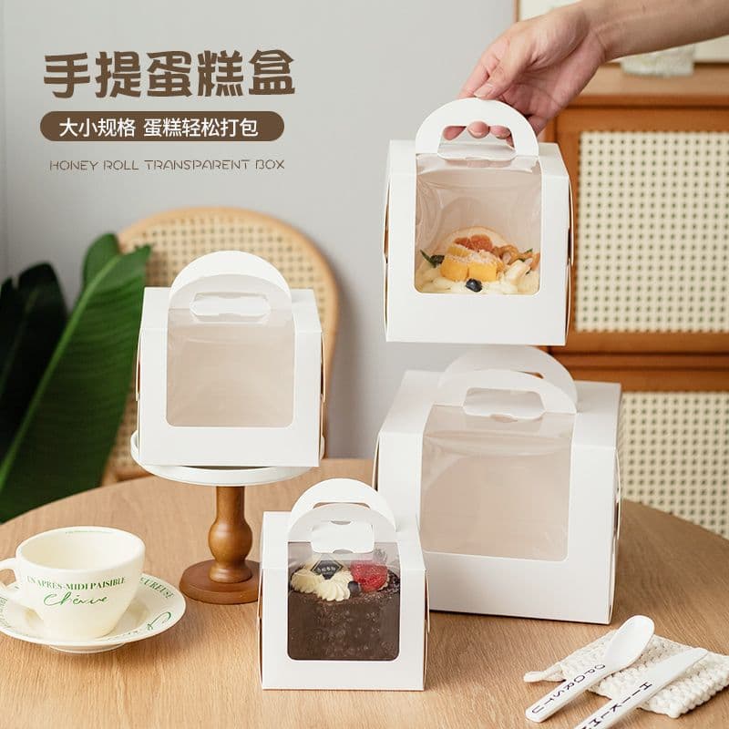 Korean Style 4 5 6 Inch Mousse Cake Box with Window, Birthday Cake Packaging Box, Tall Version