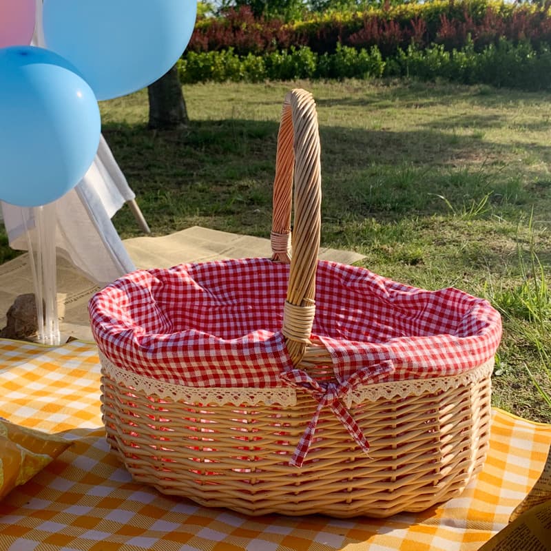 Willow basket outdoor basket storage basket snack picnic basket ins fruit basket gift basket picking basket spring outing basket