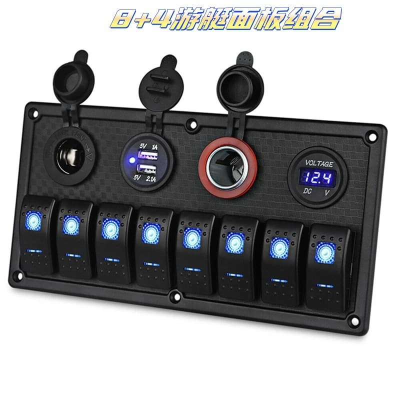 Car Modification 8 Buttons Car Light Switch USB Charger Power Adapter Car Accessories for Boats