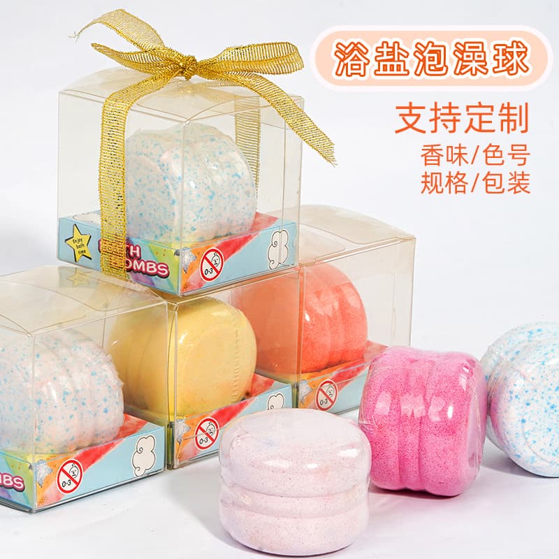 Custom Cross-border Sandwich Biscuit Scented Bath Salt Bath Bomb Amazon Hot Selling Bubble Bath Fizzy Bath Salt Ball