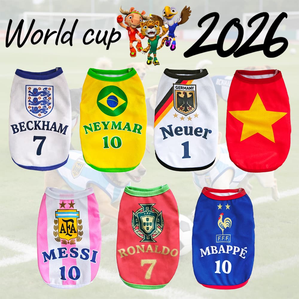 2026 World Cup Pet Football Jersey Messi Ronaldo Neymar Jersey Dog Cat Breathable Sports Vest