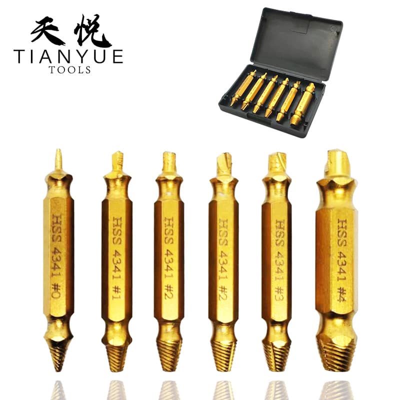 Cross-border Double-Ended Screw Extractor Broken Screw Remover Stripped Damaged Bolt Stud Extractor Tool Set