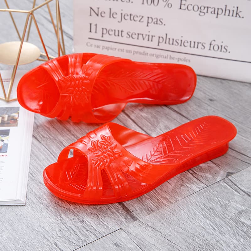 Pearl Chrysanthemum Women's Summer Jelly Bathroom Slippers, Transparent, Non-Slip, One-Piece, Crystal, for Mom, Outdoor Use