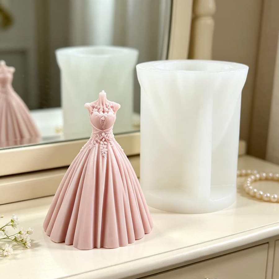 Cross-border Wedding Dress Silicone Mold DIY Handmade Scented Candle Soap Plaster Craft Resin Cement Mold