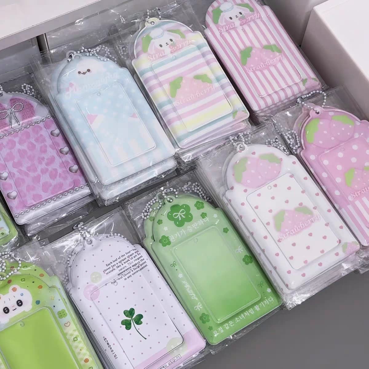 Original Four-Leaf Clover PVC Card Holders for Cute Fan Idol Cards, Campus Meal Cards, and Display Sleeves