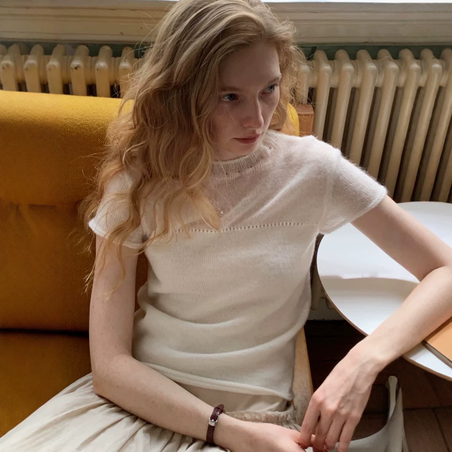 2026SS Skin-Friendly Mohair Sheer Semi-Transparent Knit Short Sleeve