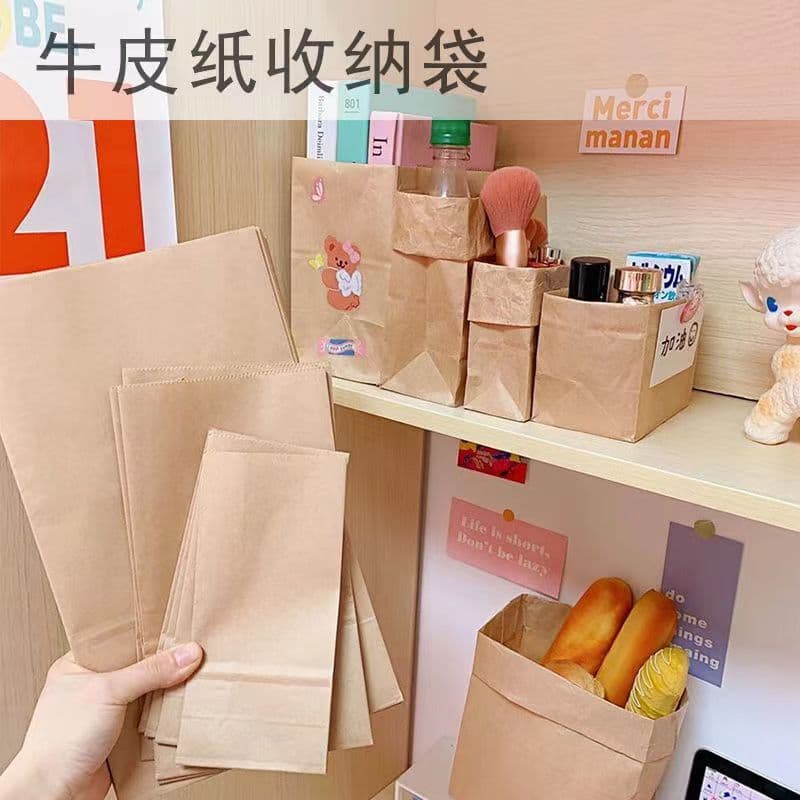 Wholesale Greaseproof Thickened Kraft Paper Bags, Commercial Food Packaging Bags for Takeout Fried Breadsticks, Square Bottom Kraft Paper Storage Bags