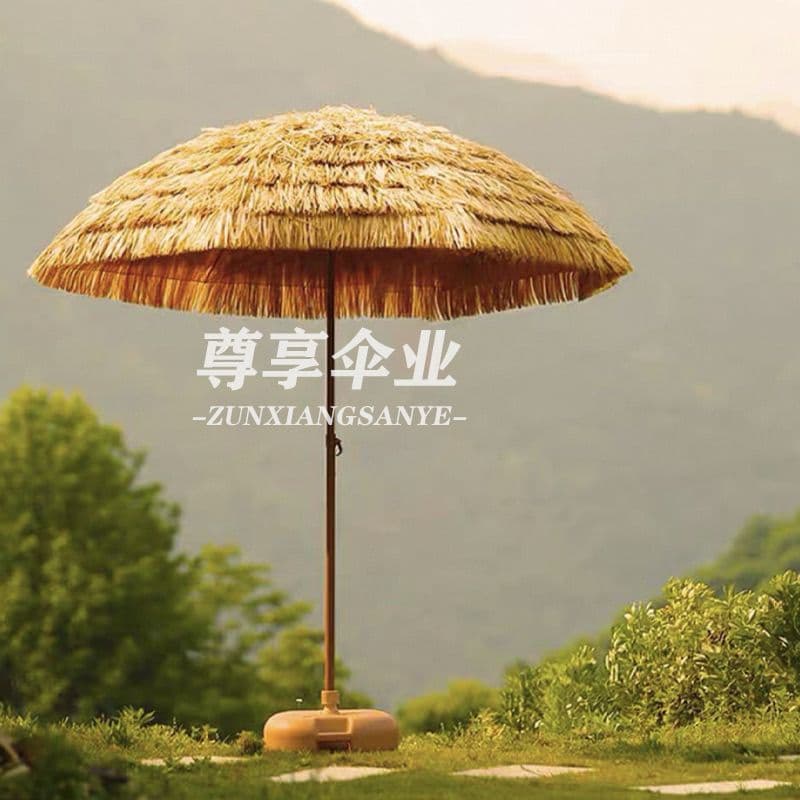 Outdoor sun umbrella, imitation straw umbrella, thatched roof umbrella, courtyard photography balcony garden decoration, beach umbrella, fishing umbrella