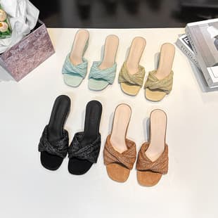 1356-1 Elegant Low Heel Platform Slippers for Women, Perfect for Dresses, Open Toe High Heel Sandals