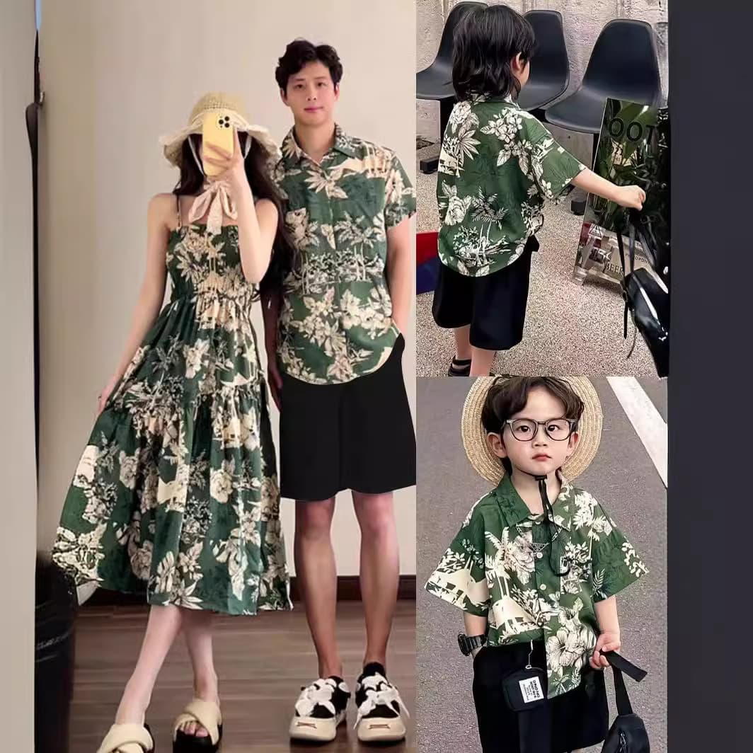 New 2026 Summer Children's Beach Korean Style Short Sleeve Shirt for Girls, Trendy Family Matching Outfit