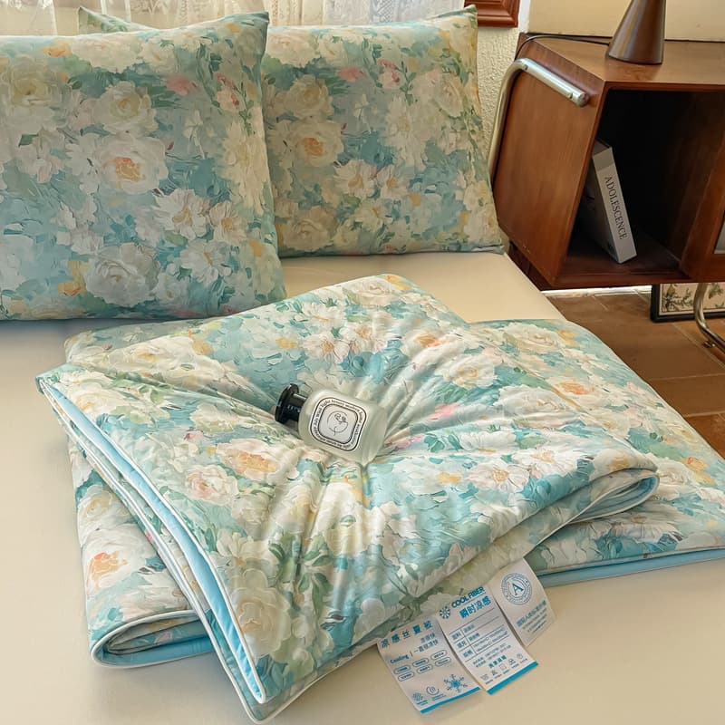 New Knitted Cool Silk Printed Summer Cool Blanket