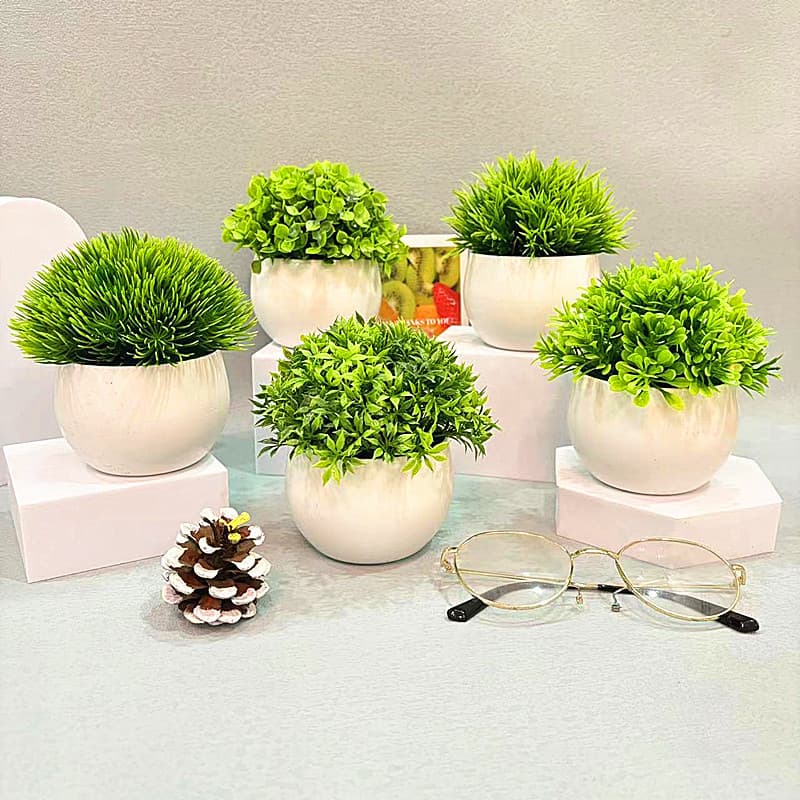 Artificial potted plants, grass pulp, semi-finished fans, decorative round bonsai, artificial green plants, home decorations, hot selling.