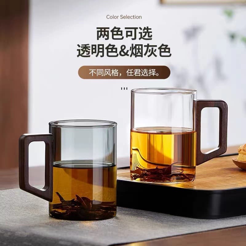 Personal Tea Cup with Handle Glass Cup Set Heat-Resistant Green Tea Flower Tea Cup Office Water Cup Tea Set