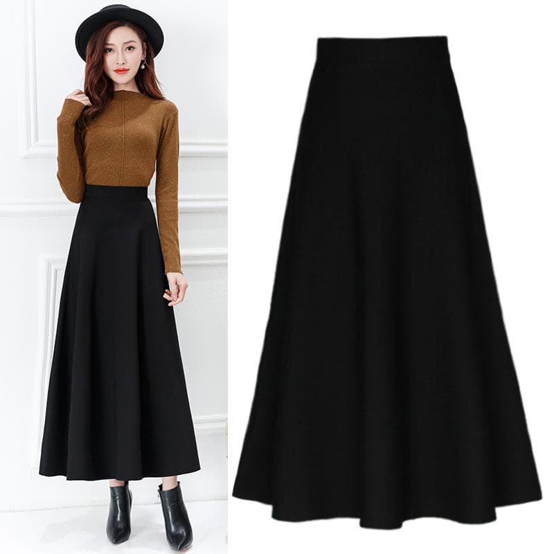 Spring Autumn Winter 2026 High-Waist Long Skirt Plus Size A-Line Skirt New Fashion Versatile Slimming Hip-Covering Women's Clothing