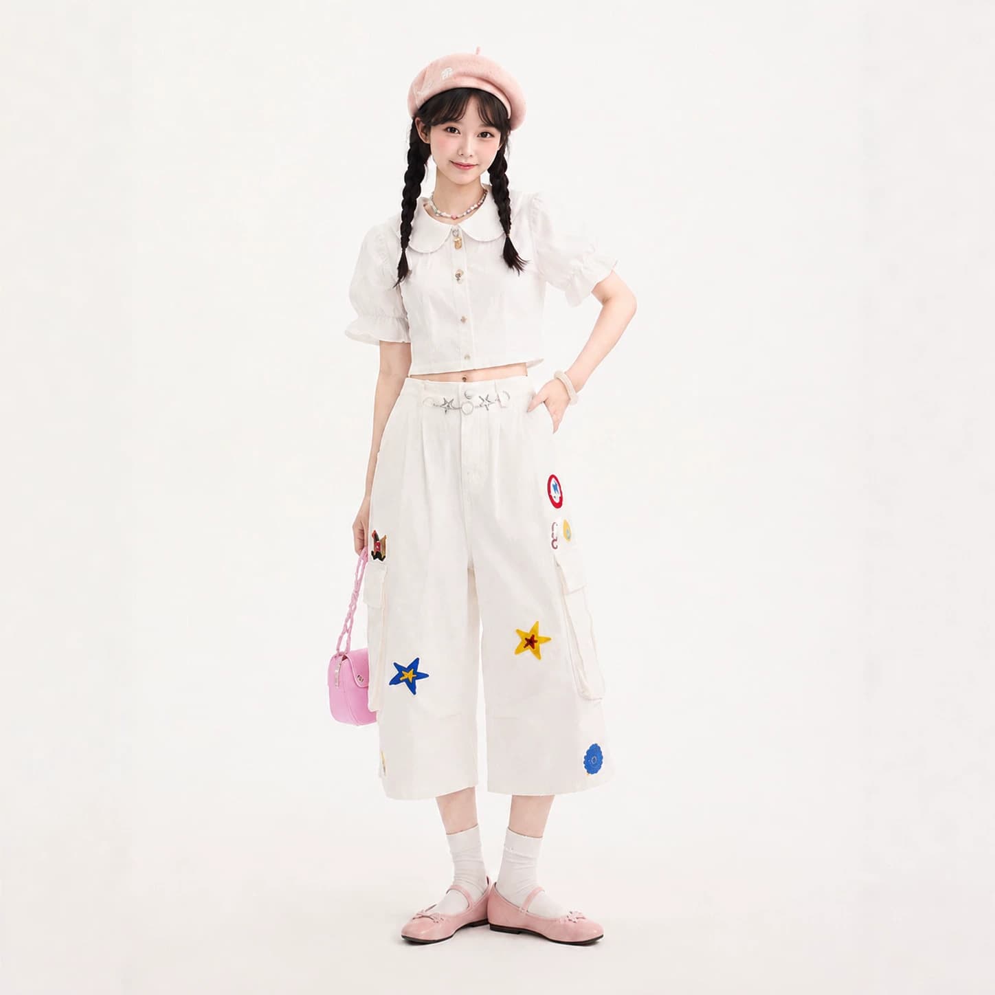 American style cropped jeans for women in summer, high-waisted loose wide-leg workwear denim cropped pants for girls, slimming pants