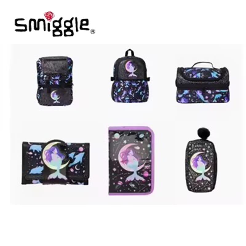 Smiggle Pencil Case Double-Layer Lunch Bag Large Capacity Backpack Cute Cartoon Kids Elementary School Students Stationery Pouch Back-to-School Gift