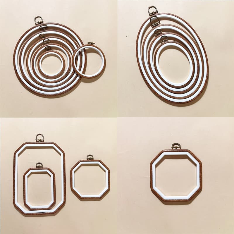 Cross-border hot-selling antique embroidery hoop DIY hand embroidery tools, wood grain embroidery wreath, decorative retro round oval shape.