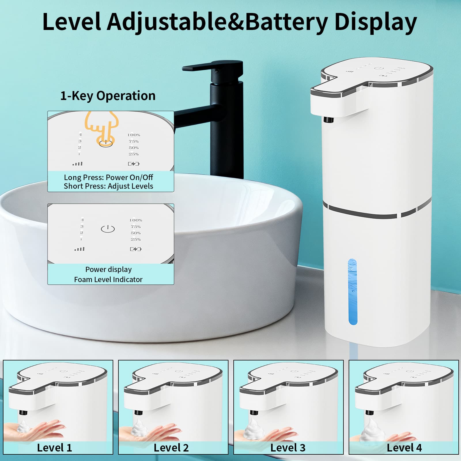 New Model M19 Electric Foam Soap Dispenser Detergent Sensor for Hotel, Restaurant, Bathroom Sink