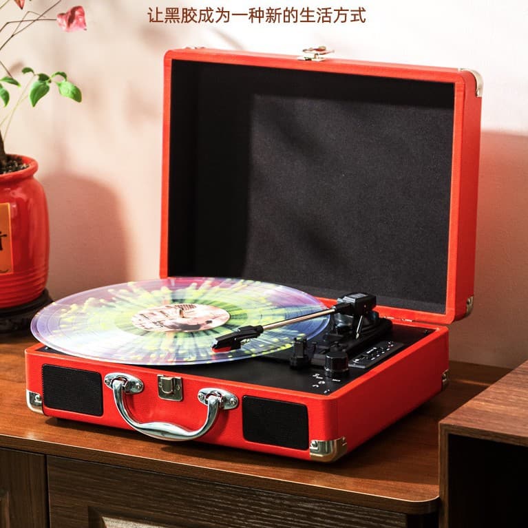 In-stock Vinyl Portable Record Player Retro Phonograph Bluetooth Speaker Record Player Handheld Wireless Bluetooth Audio