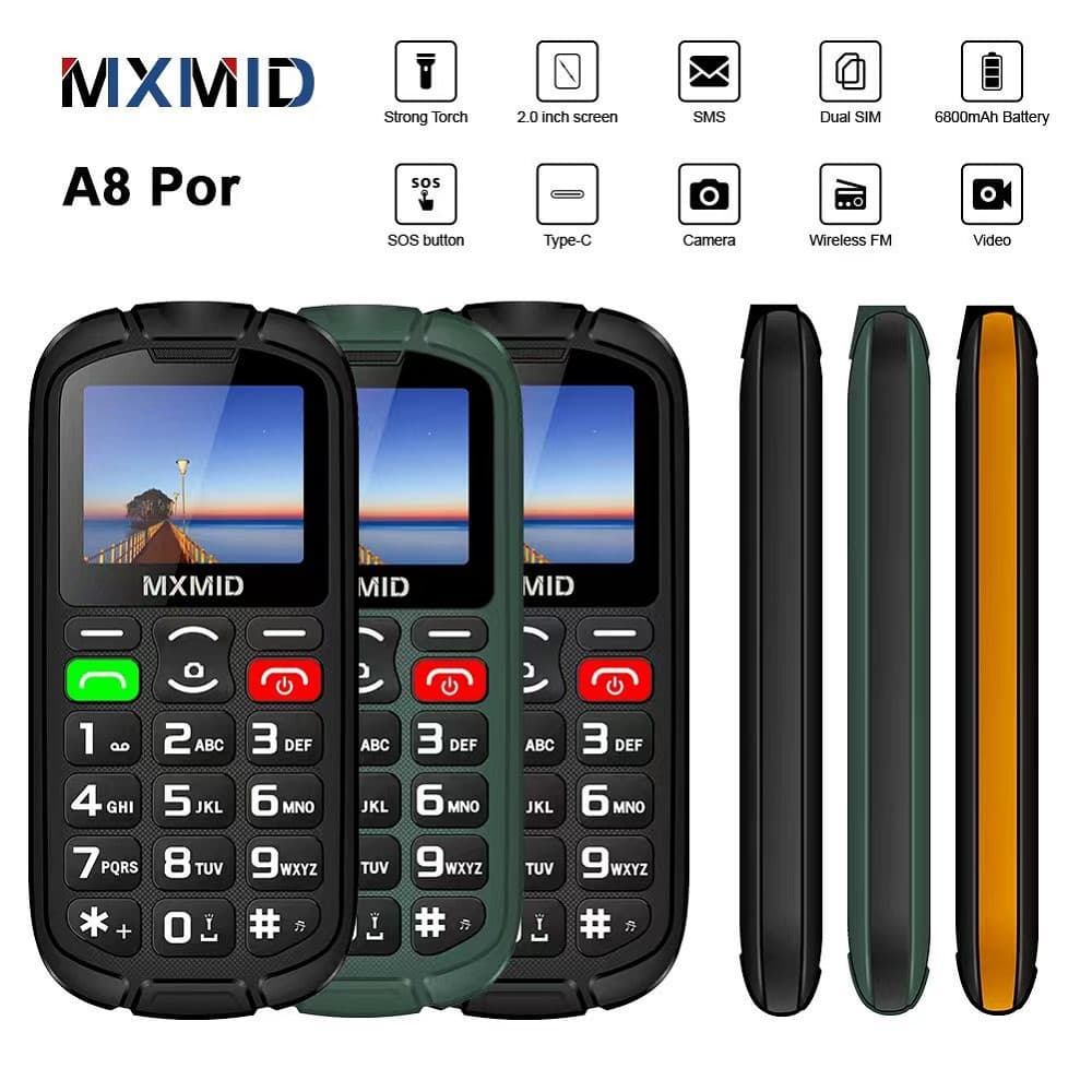 A8pro cross-border best-selling straight button mobile phone with dual SIM card 2.0-inch screen for the elderly and multiple languages