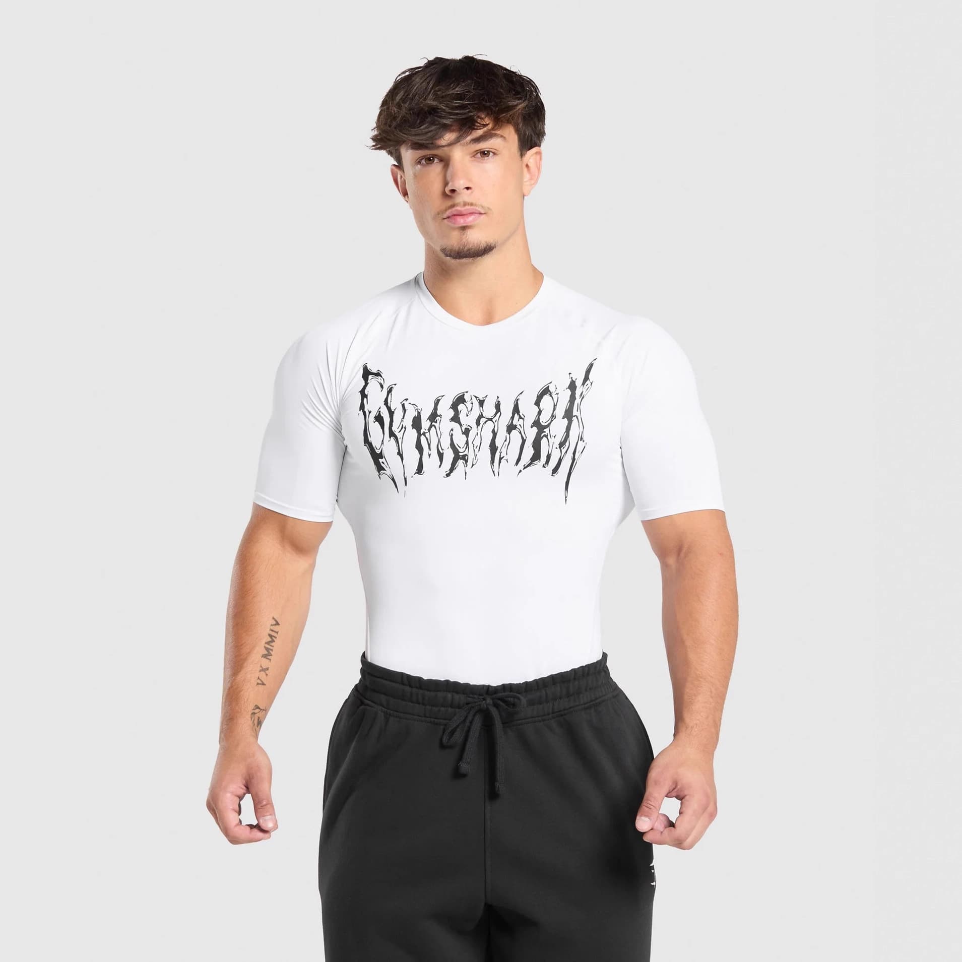 GYMSHARK Men's T-Shirt Workout Fitness Quick-Dry Breathable Stretch Compression Shirt Short Sleeve Outdoor Running Training Top