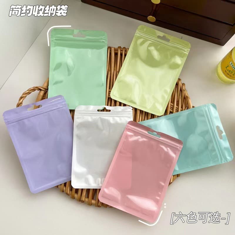Macaron ziplock bag ins seal bag transparent color pearl bag powder puff jewelry packaging bag material packaging bag