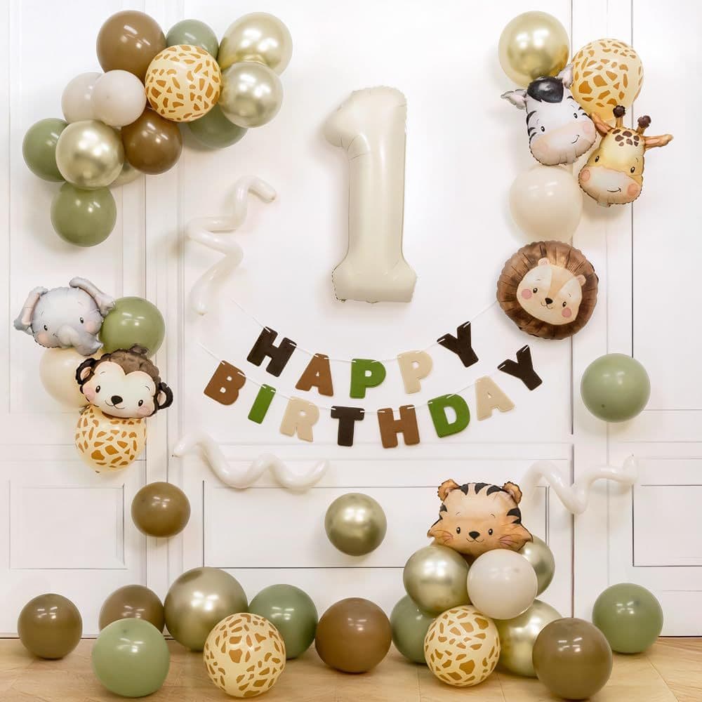 Cross-border Cream Style Jungle Animal Giraffe Lion Aluminum Foil Balloon Children's Birthday Party Decoration Toy