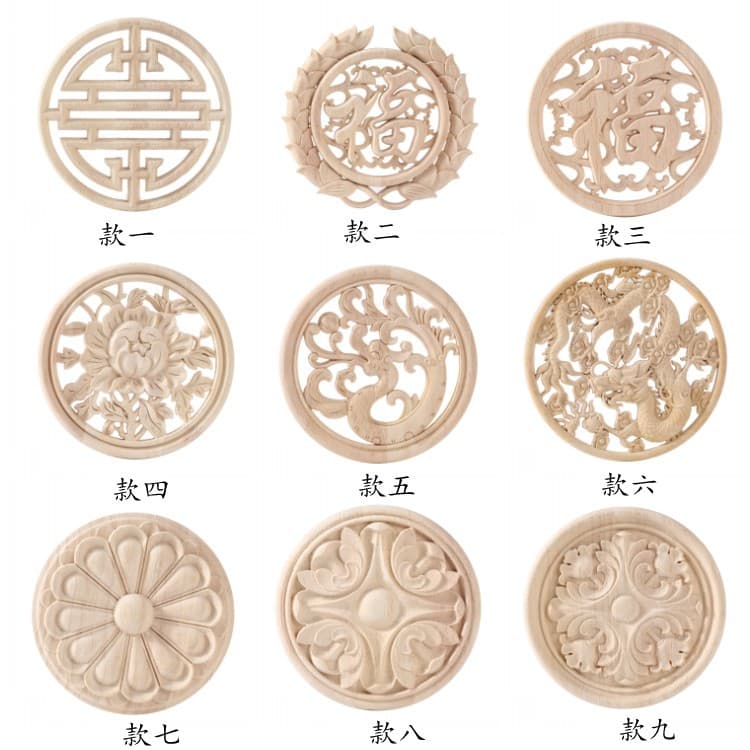 Dongyang wood carving solid wood applique European furniture patches wooden long round floral pieces factory direct wholesale retail.