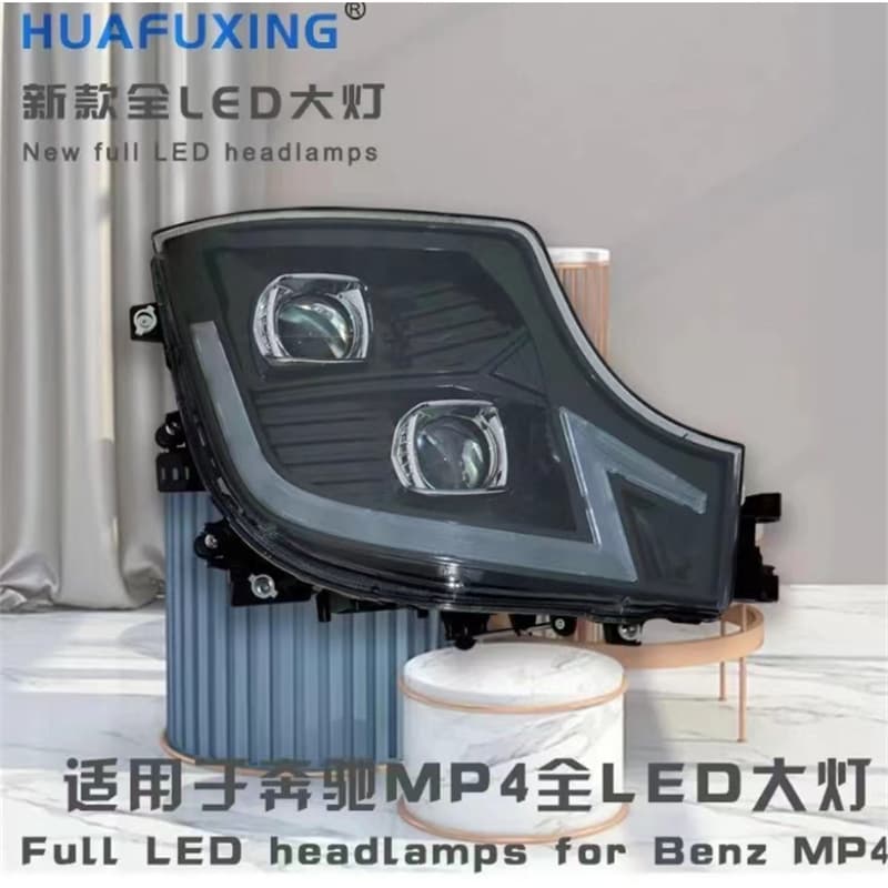 For Mercedes-Benz Actros Heavy Truck Pump Truck MP4 Modified Dual Lens LED Headlight Assembly with Daytime Running Light