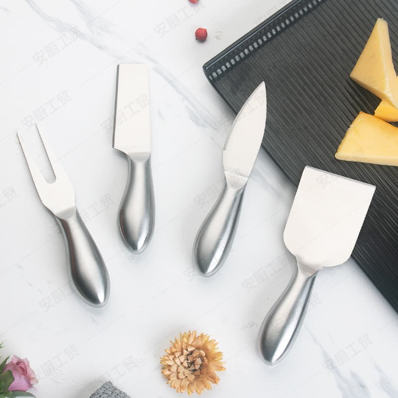 Stainless steel hollow handle cheese knife set, cheese and butter fork, kitchen knife, fork, spatula, baking tools, in stock.
