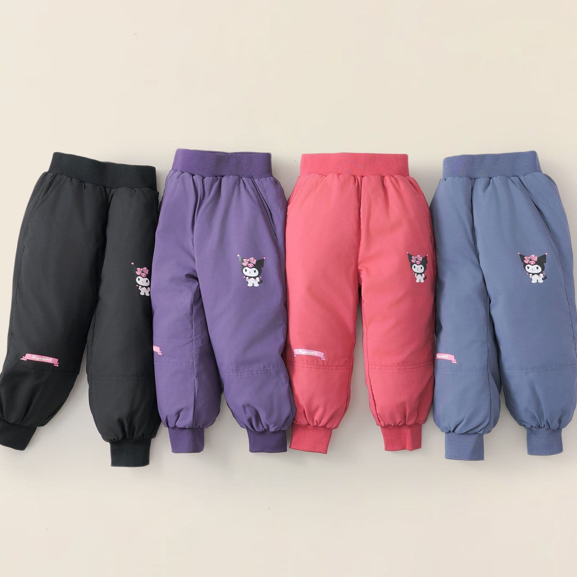 Kuromi Children's Down Pants 2025 New Girls Cute Cartoon Korean Style Small-Medium Kids Baby Thickened White Duck Down