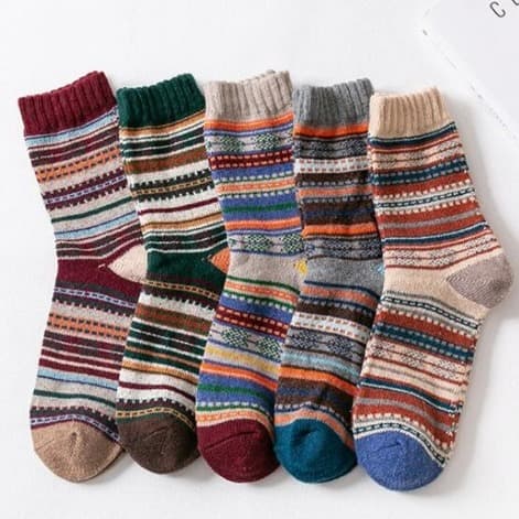 Amazon Export Autumn Winter New Thick Needle Double-Way Socks Men's Horizontal Thick Line Heavy Wool Socks