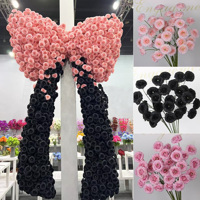 Wedding Artificial Flowers Barbie Bubble Rose Camellia Wedding Hall Background Floral Arrangement Silk Flowers Fake Flowers Floral Material