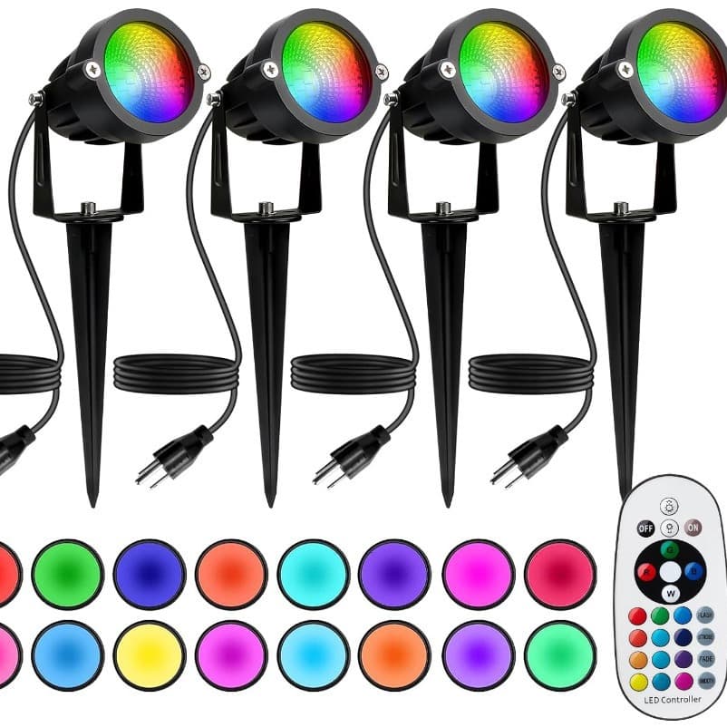 RGB Ground Plug Light Wide Voltage RGBW Ground Insert Light 5W 7W 10W Tree Spotlight EU Plug UK Plug Landscape Light IP65 Spotlight